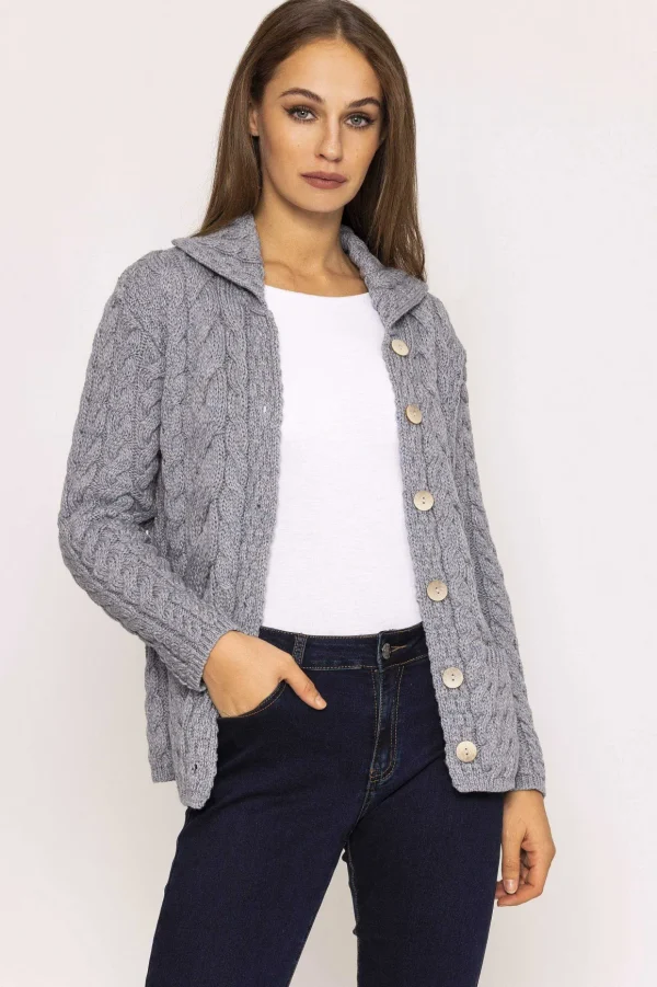 Supersoft Merino Wool Women'S Cardigan In Grey