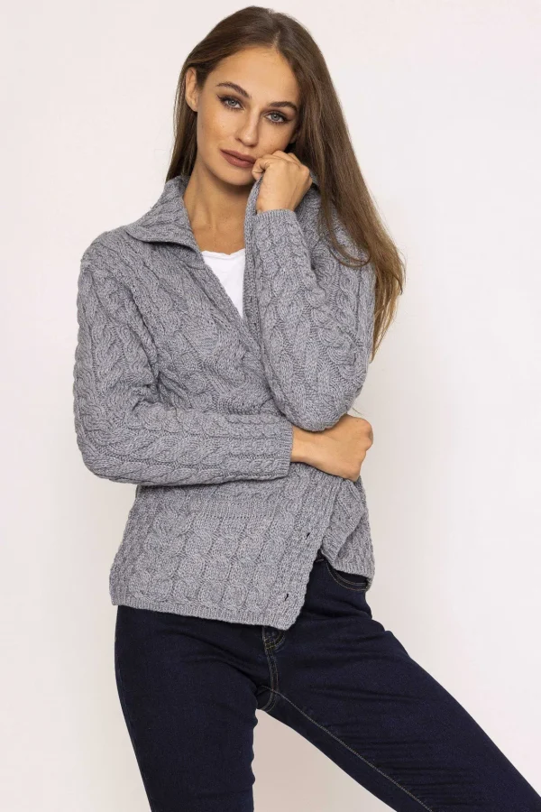 Supersoft Merino Wool Women'S Cardigan In Grey