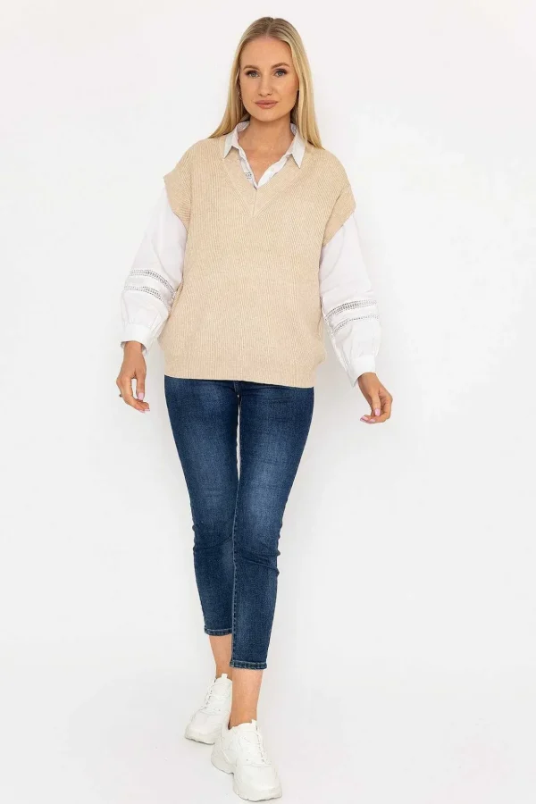 Sweater Vest In Beige