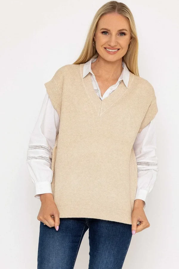 Sweater Vest In Beige