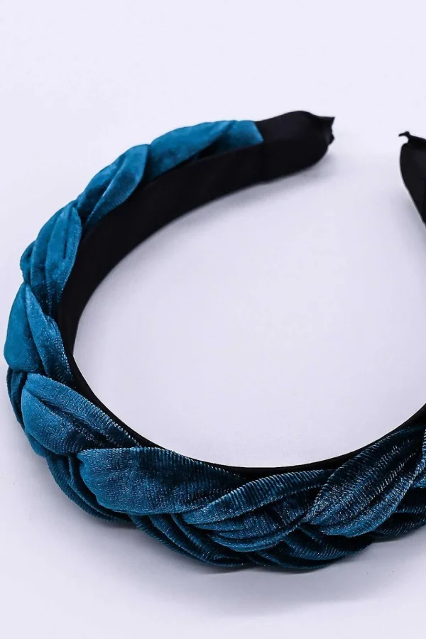 Teal Velvet Plaited Hairband