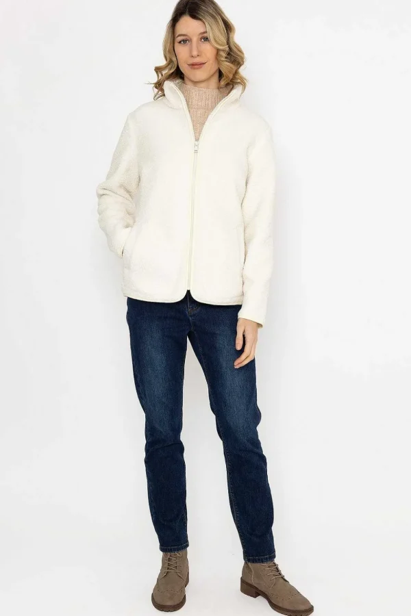 Teddy Full Zip Jacket In Ecru