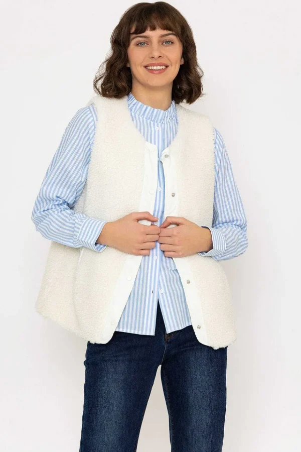 Teddy Gilet In Ecru