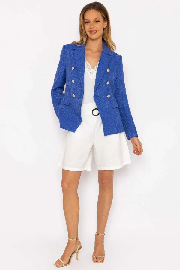 Textured Blazer In Dark Blue