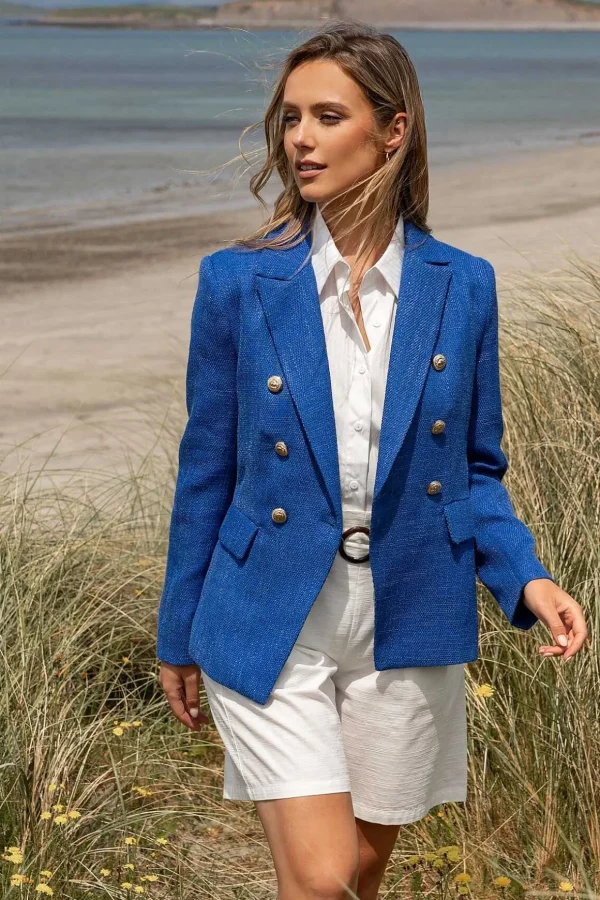 Textured Blazer In Dark Blue