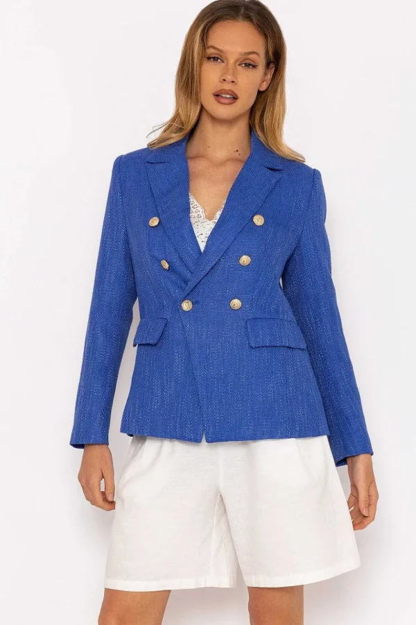 Textured Blazer In Dark Blue