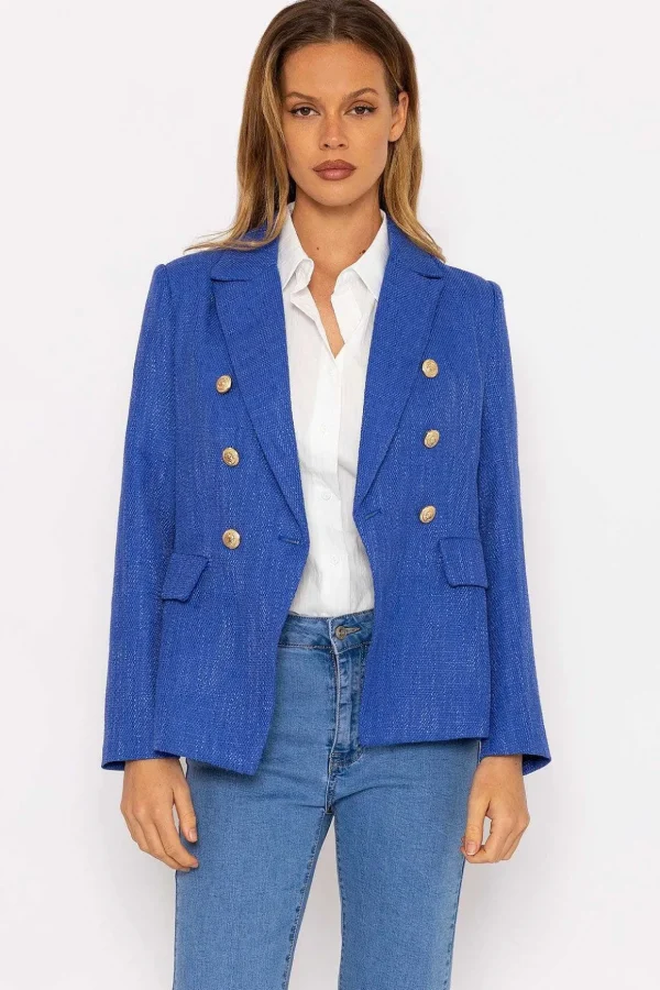 Textured Blazer In Dark Blue