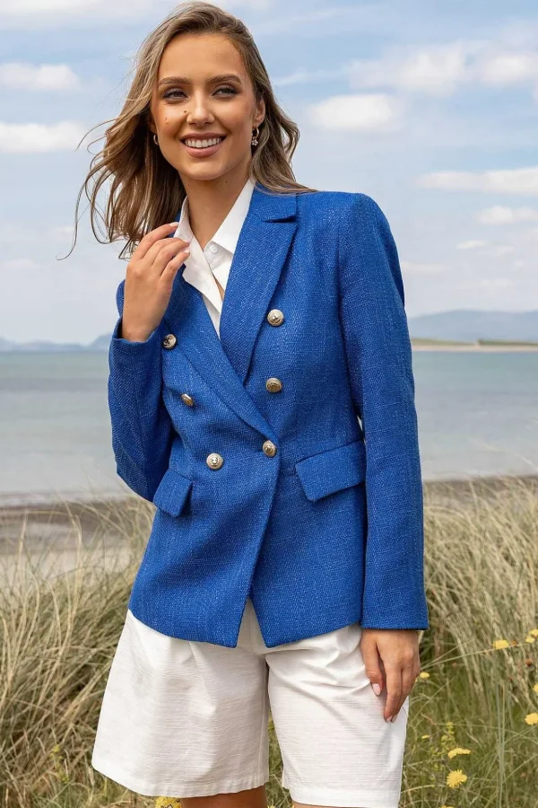 Textured Blazer In Dark Blue