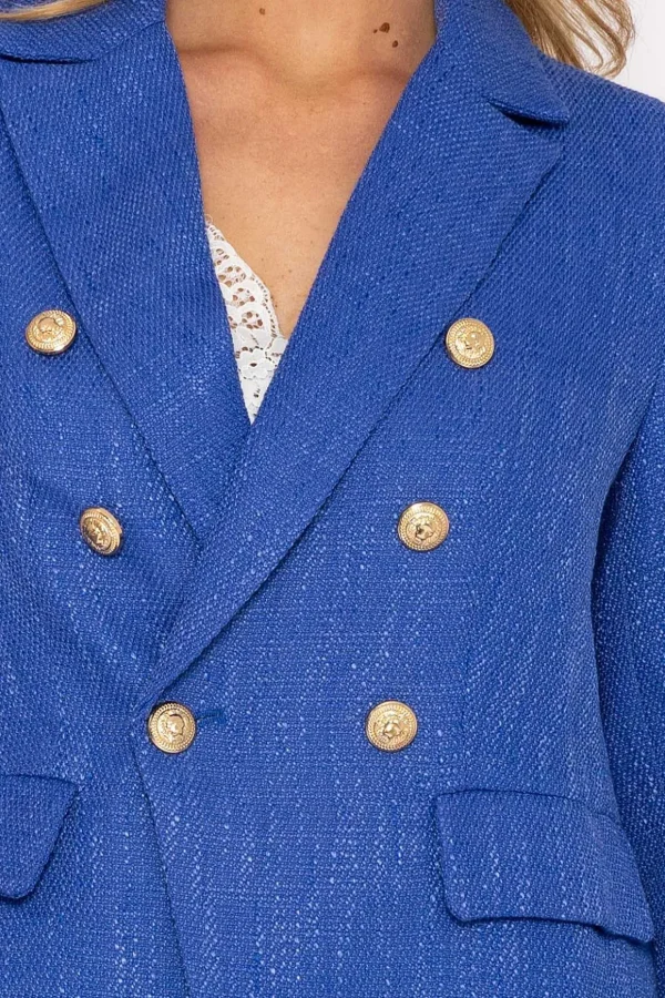 Textured Blazer In Dark Blue