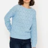 Textured Crew Neck In Blue
