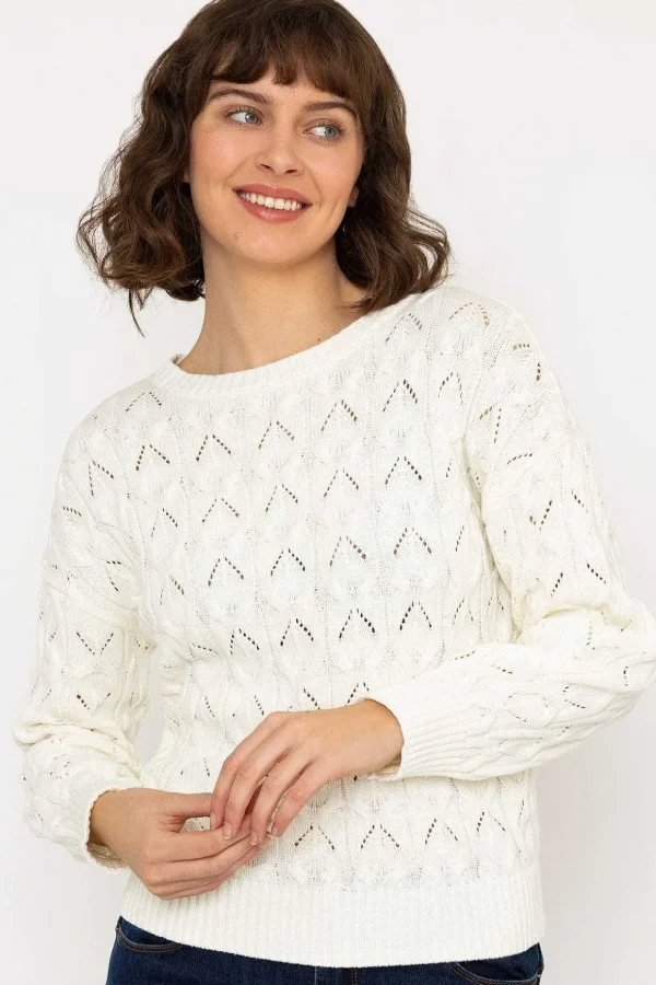 Textured Crew Neck In Ivory