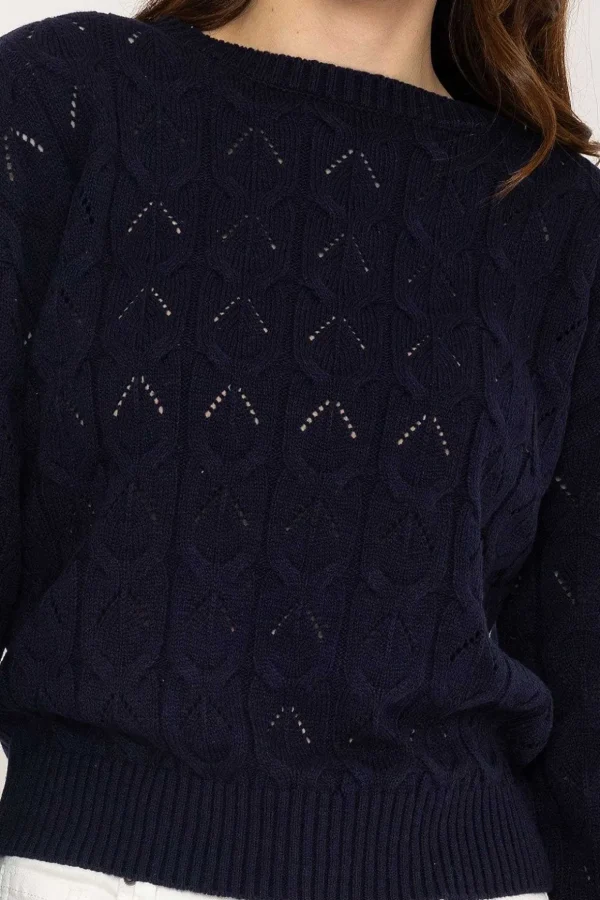 Textured Crew Neck In Navy