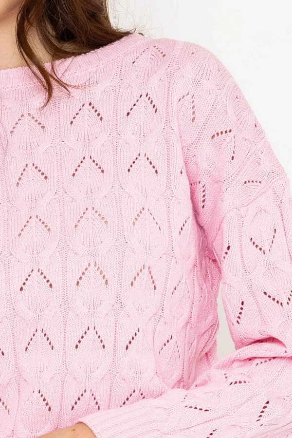 Textured Crew Neck In Pink