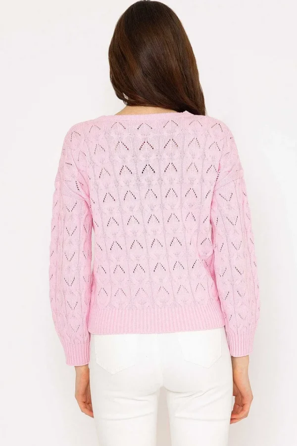 Textured Crew Neck In Pink