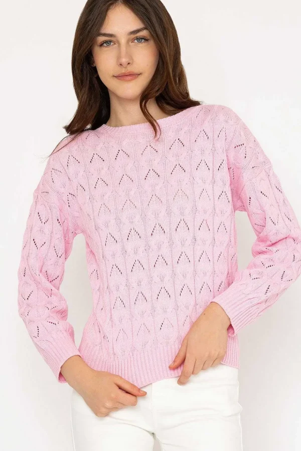 Textured Crew Neck In Pink
