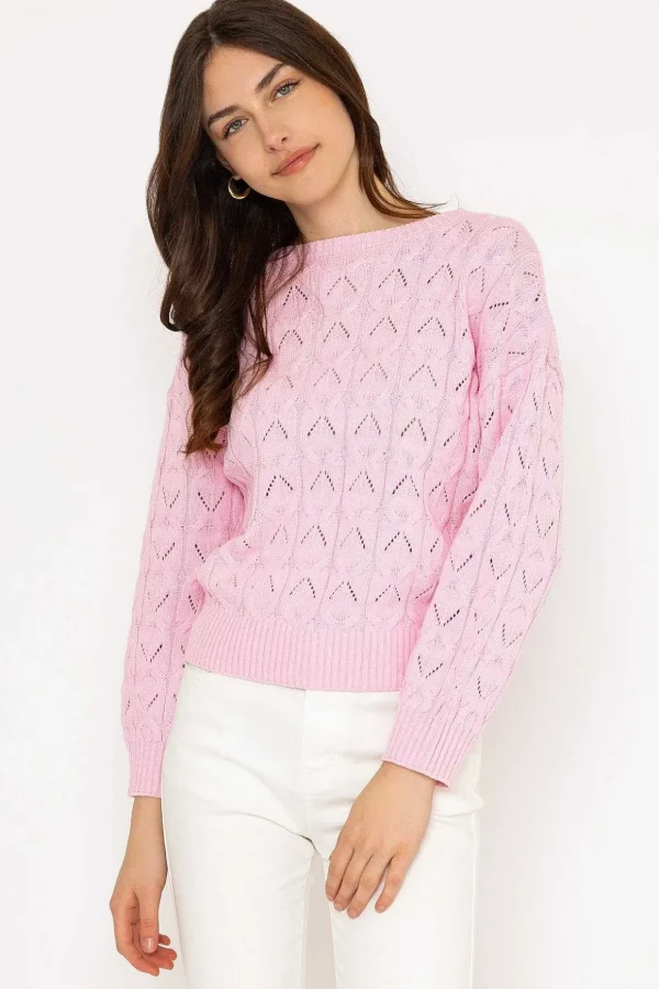 Textured Crew Neck In Pink
