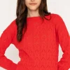 Textured Crew Neck In Red