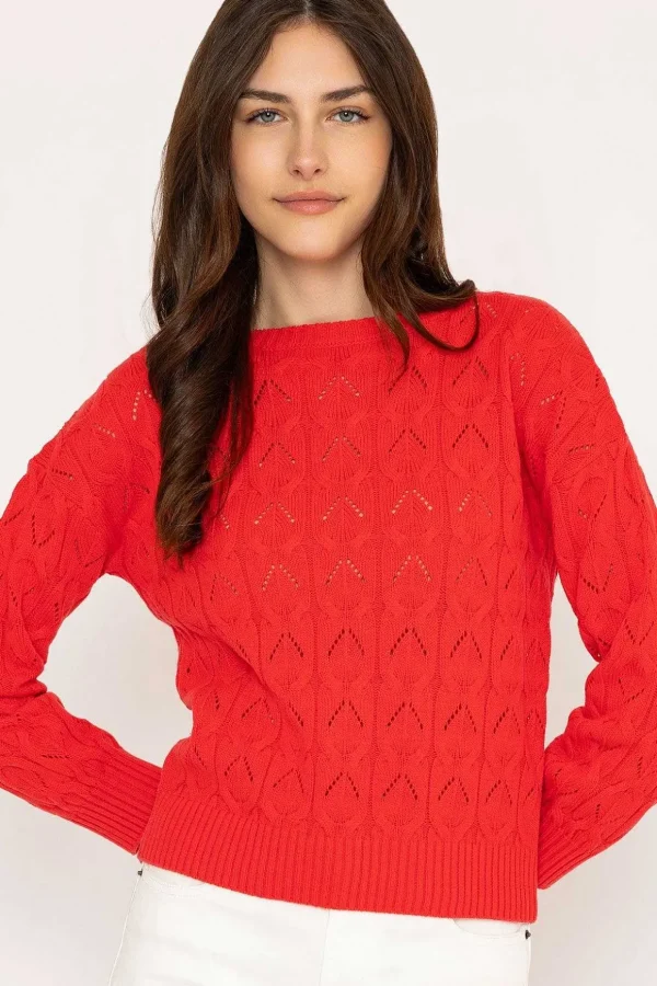 Textured Crew Neck In Red