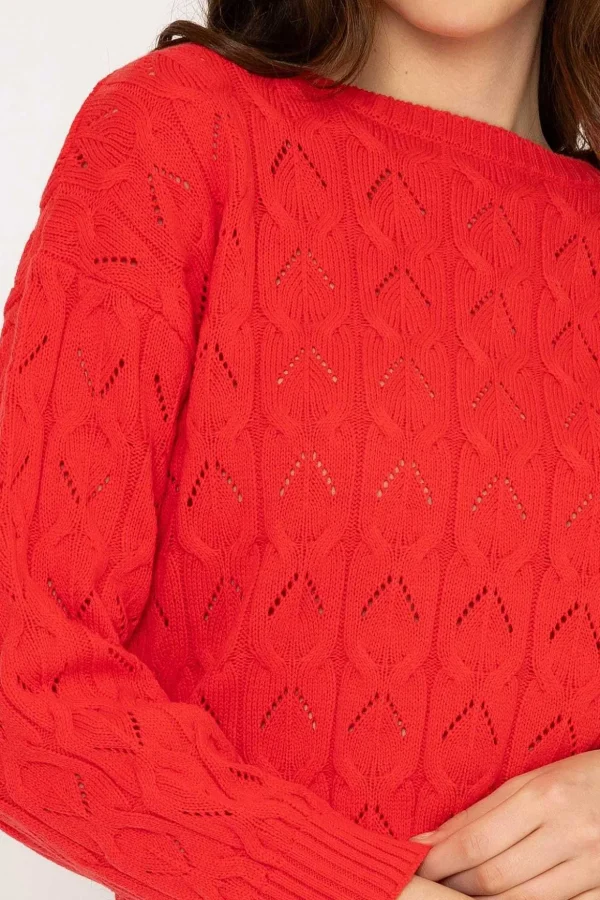 Textured Crew Neck In Red