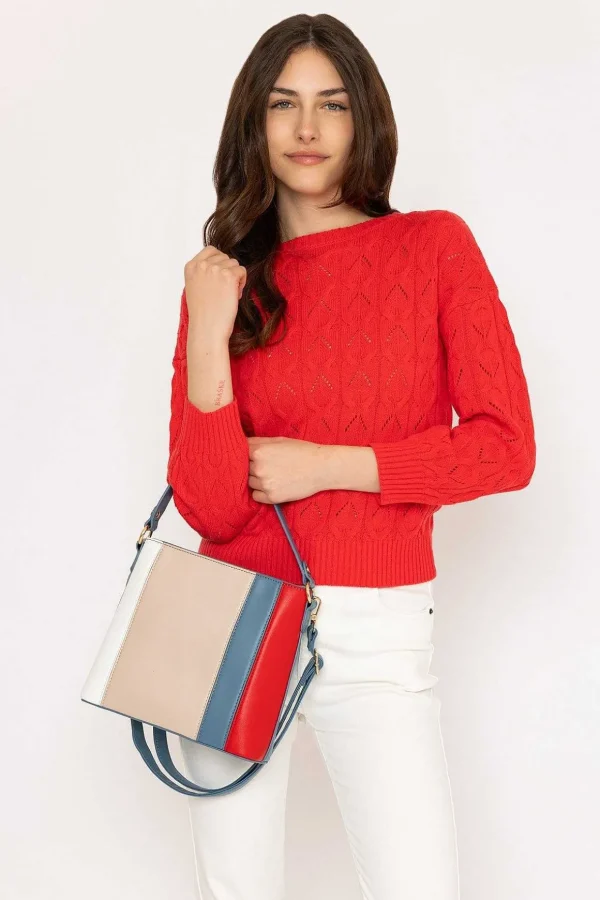 Textured Crew Neck In Red