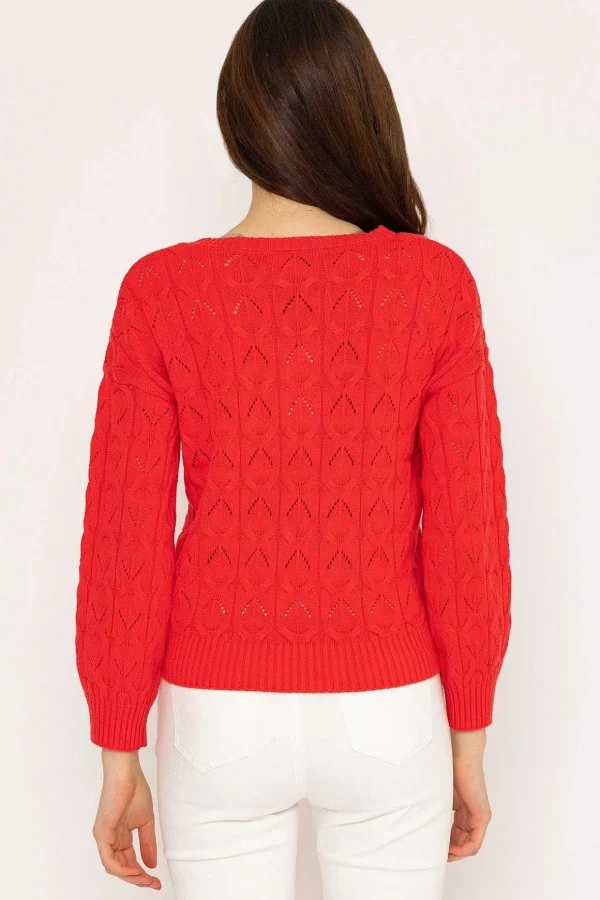 Textured Crew Neck In Red