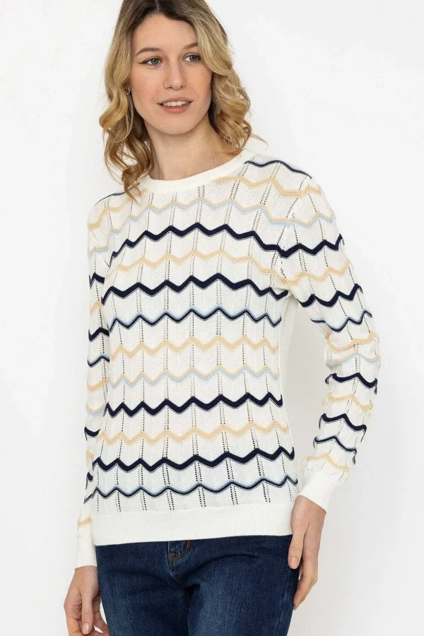 Textured Crew Neck Knit In Ecru
