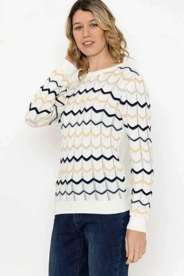 Textured Crew Neck Knit In Ecru