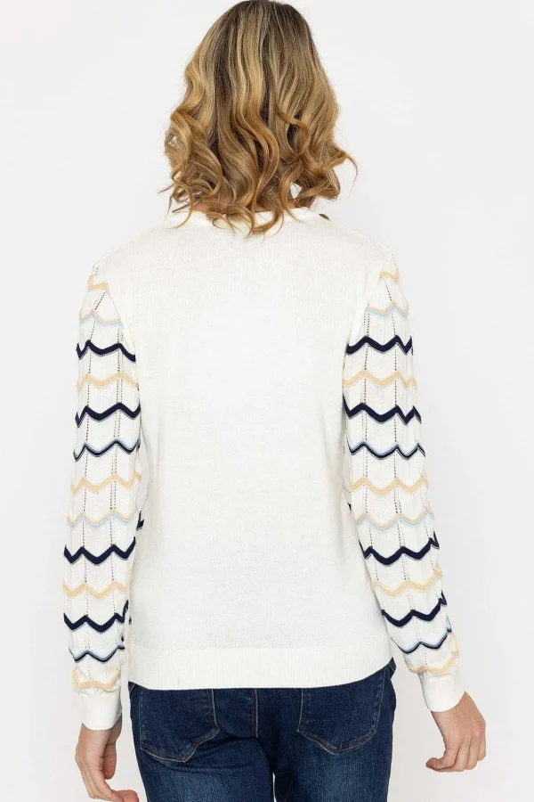 Textured Crew Neck Knit In Ecru