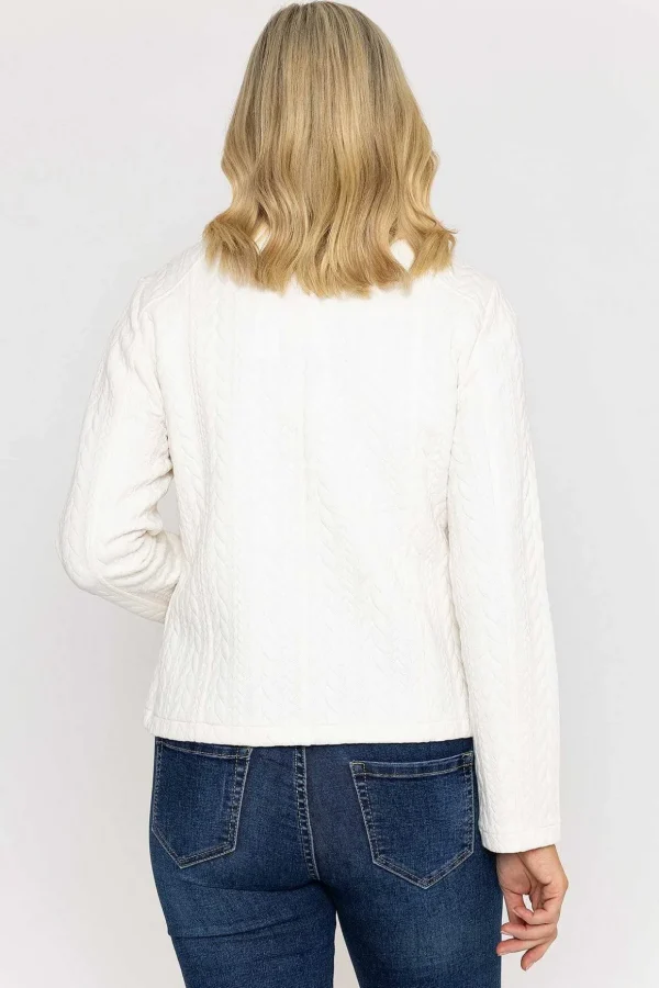 Textured Jersey Zip Jacket In Ecru