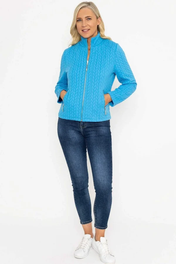 Textured Jersey Zip Jacket In Blue