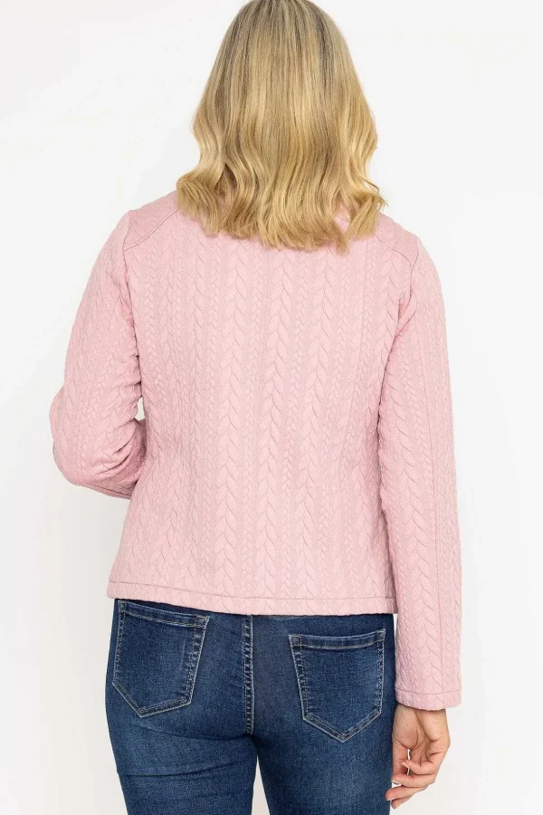 Textured Jersey Zip Jacket In Pink