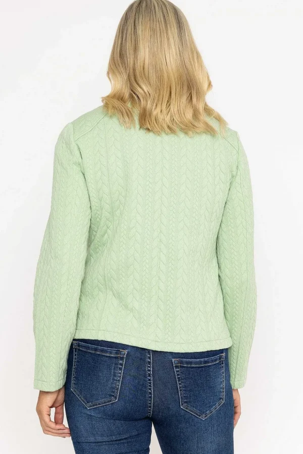 Textured Jersey Zip Jacket In Green