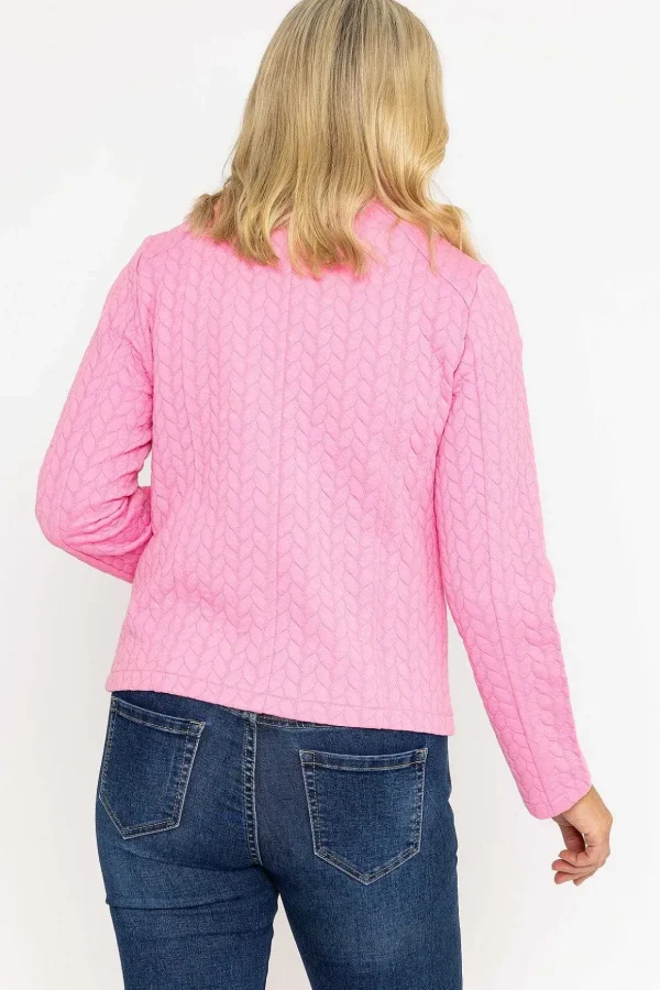 Textured Jersey Zip Jacket In Pink
