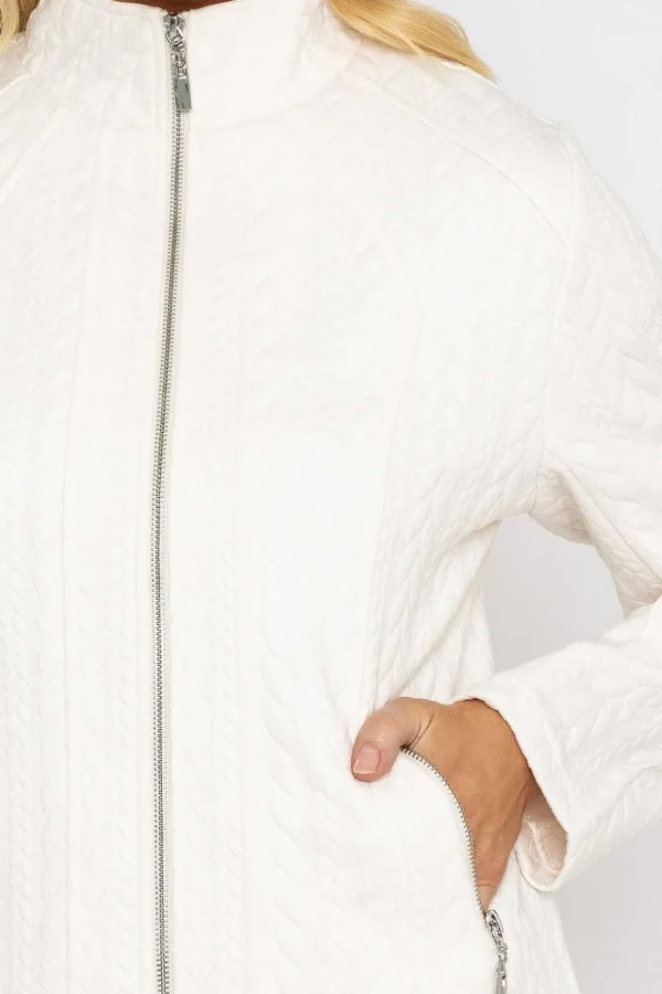 Textured Jersey Zip Jacket In Ecru