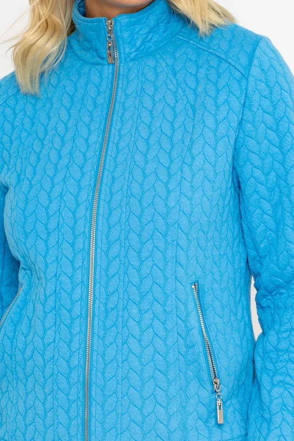 Textured Jersey Zip Jacket In Blue