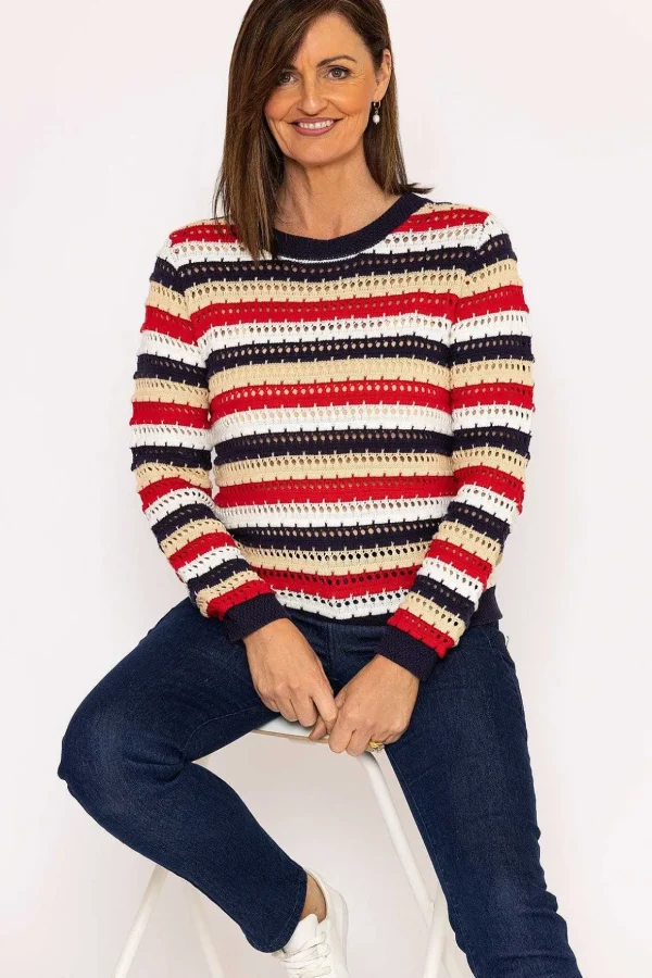 Textured Stripe Cotton Knit In Multi