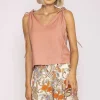Tie Shoulder Top In Pink