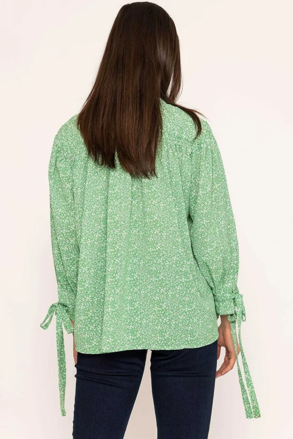 Tie Sleeve Blouse In Green
