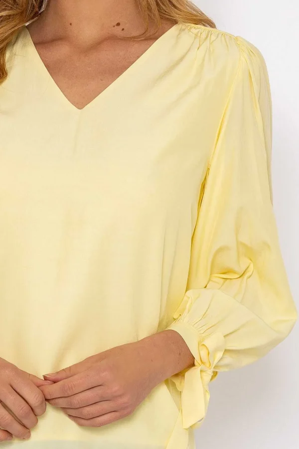 Tie Sleeve Top In Lemon