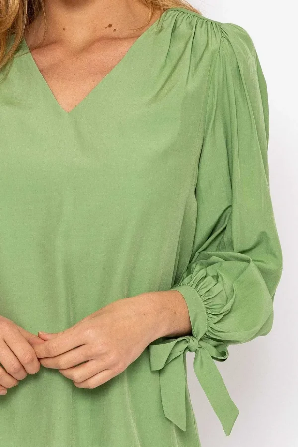 Tie Sleeve Top In Sage