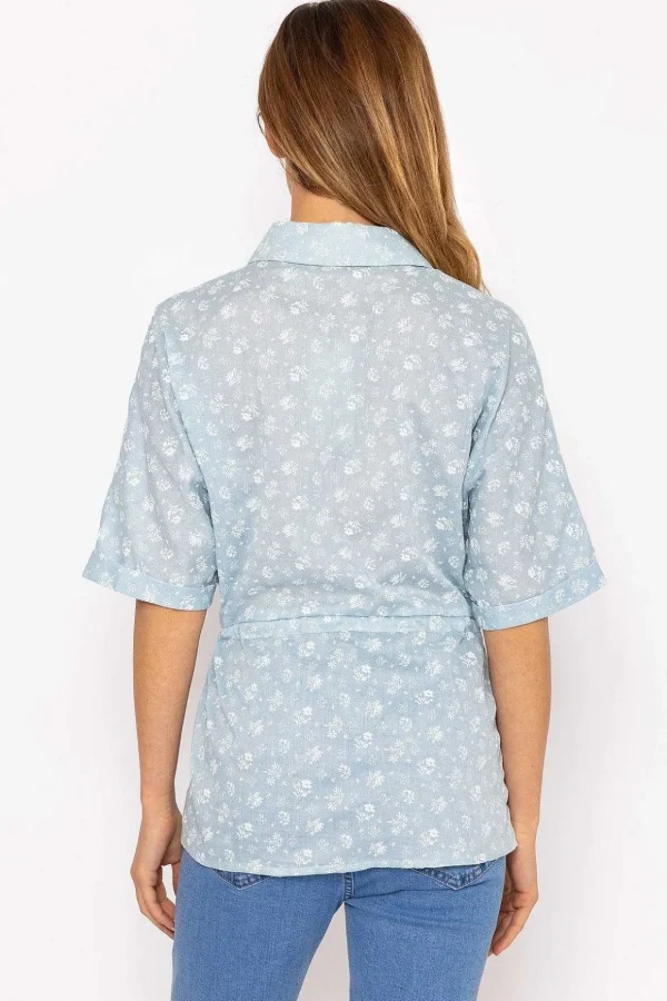 Tie Waist Blouse In Blue