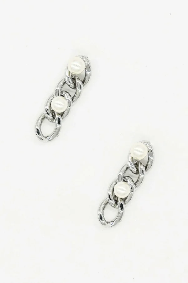 Triple Link Earrings In Silver