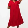 Tunic Midi Dress In Red