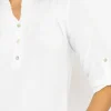 Turn Up Sleeve Top In Ecru