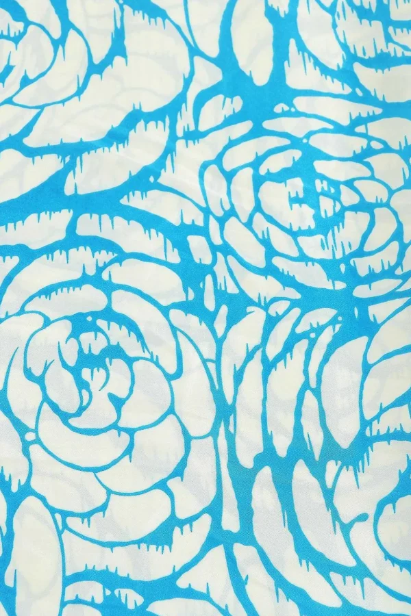 Two Tone Floral Scarf In Blue