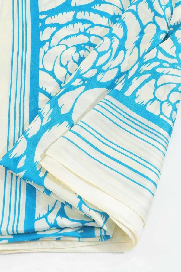 Two Tone Floral Scarf In Blue