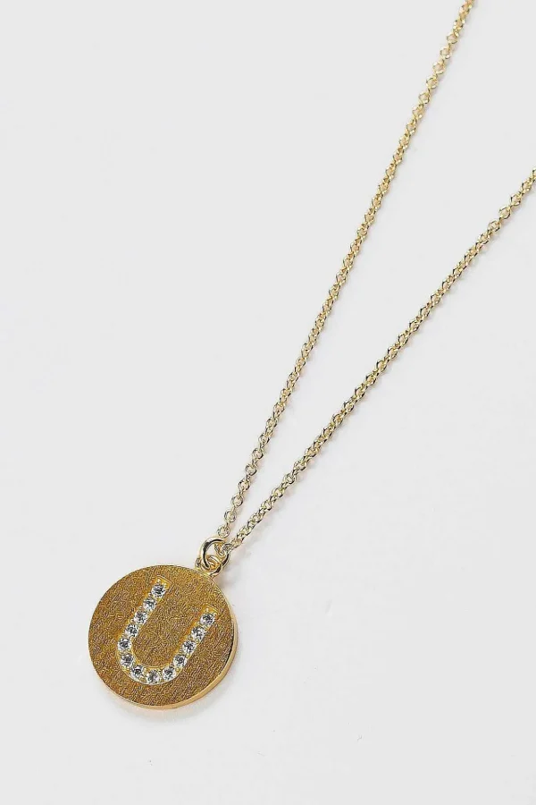 U Initial Necklace In Gold