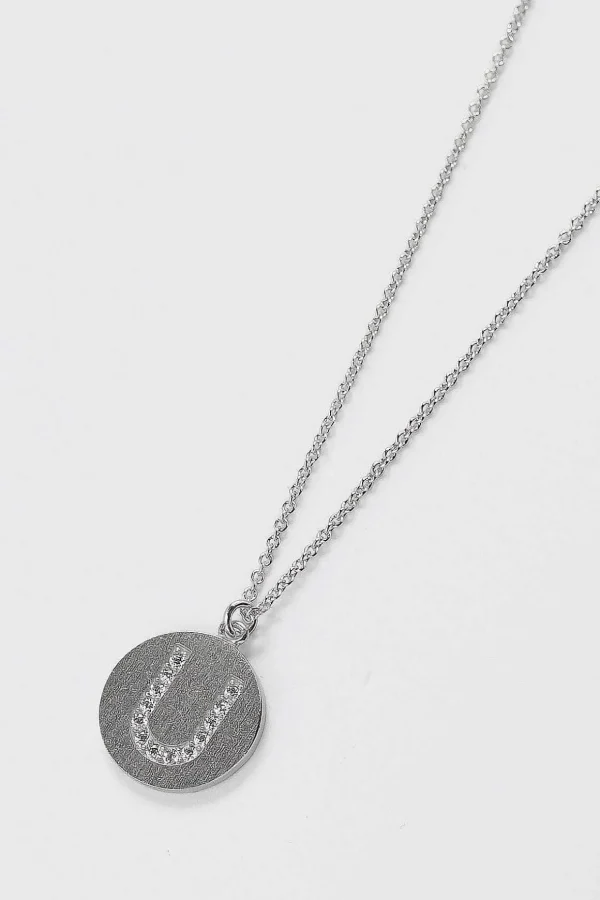 U Initial Necklace In Silver