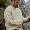 Unisex Handknit Merino Wool Sweater In Cream