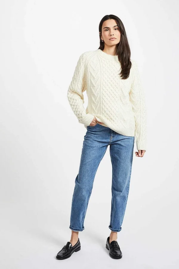 Unisex Handknit Merino Wool Sweater In Cream